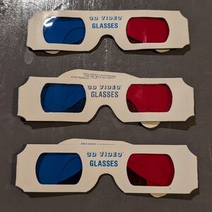 Vintage 1982 3D Glasses Lot Of 3 - Red and Blue